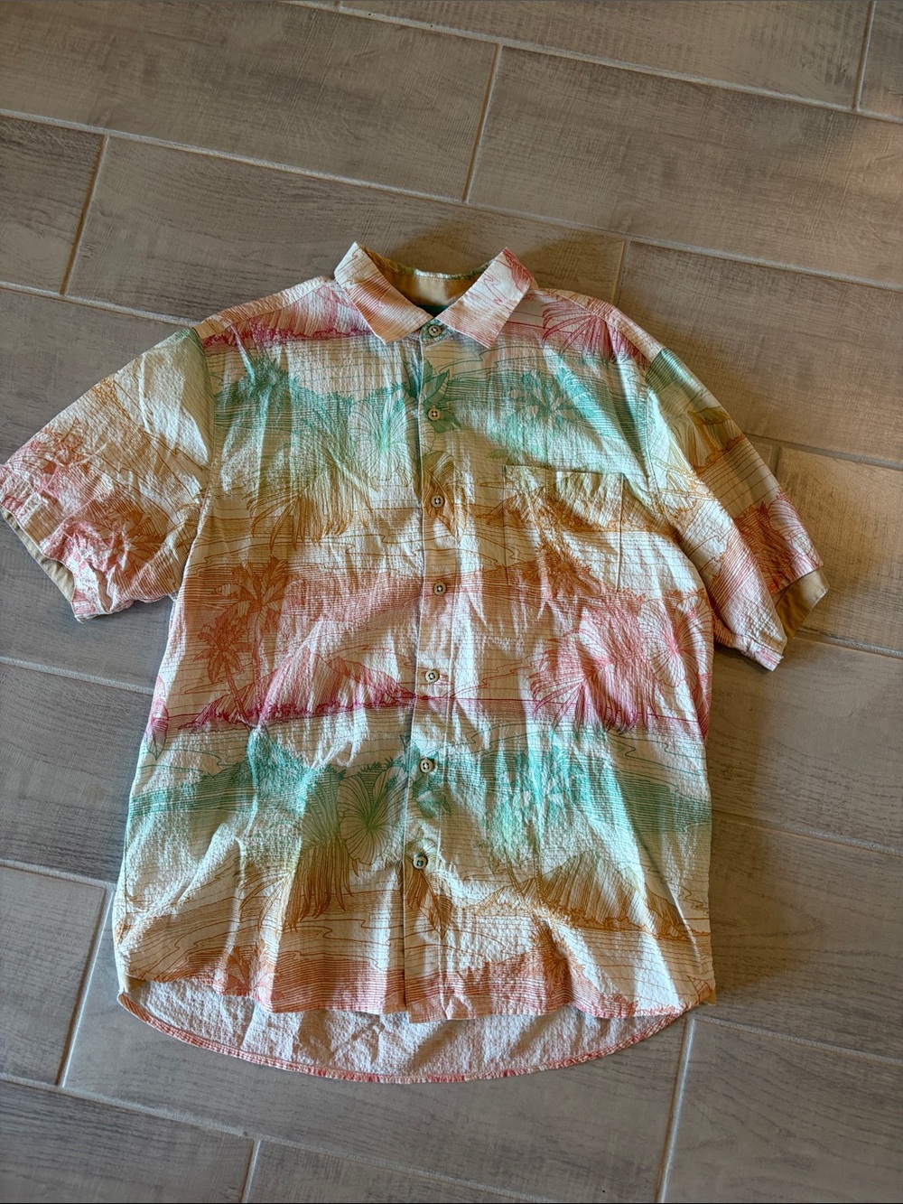 Tommy Bahama Short-Sleeve Button-Down Shirt in Coral, Mint & Yellow